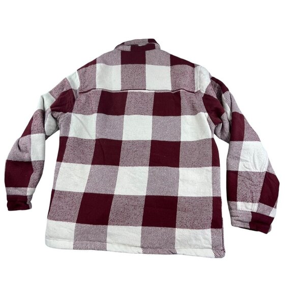 H&M Shacket Jacket Mens Medium Red Beige Buffalo Plaid Flannel Quilted Lined - Picture 2 of 12